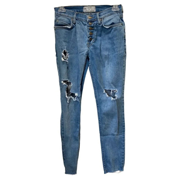FREE PEOPLE Distressed Skinny Jeans Size 27 - Picture 1 of 7